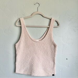 PINK Victoria's Secret Women’s Cozy Knit Cropped Tank Top Cream Size Large EUC‎